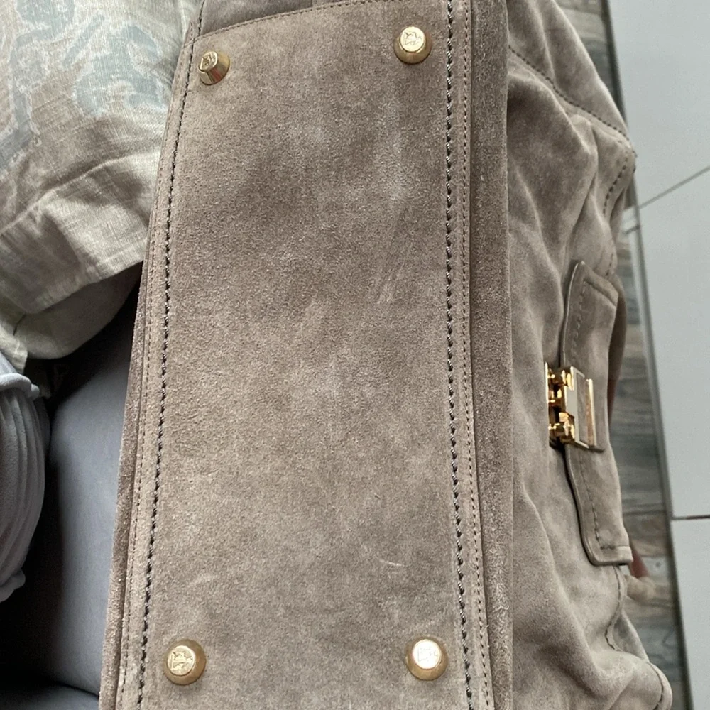 Lanvin grey suede crossbody shoulder bag - Picture 11 of 16